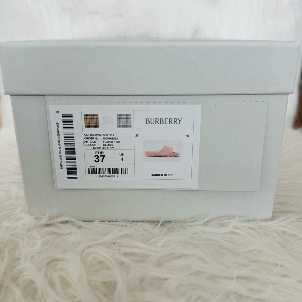NWT Authentic Burberry Pink Check Slide Sandals - Picture 4 of 4